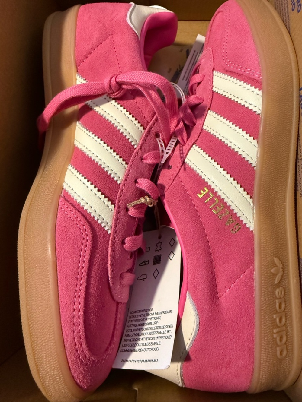 Adidas Gazelle Indoor Pink White Gum Sneakers Size 7 Women